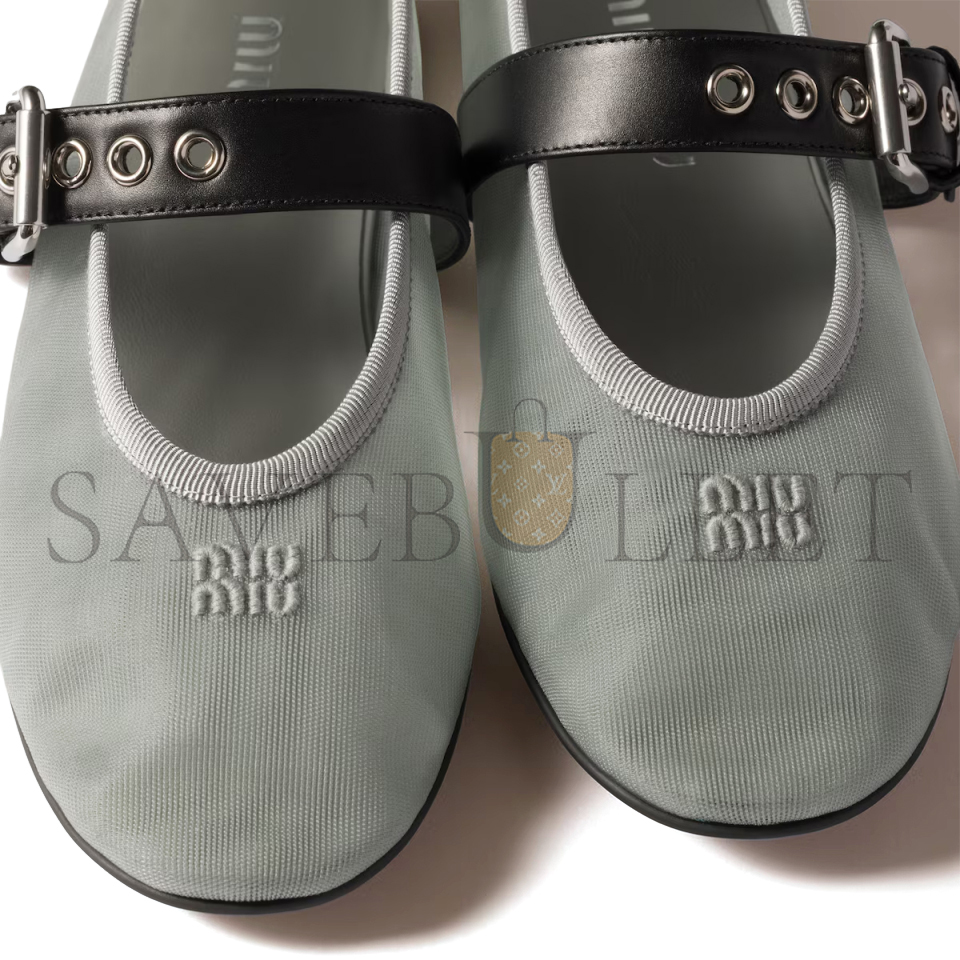 MIU MIU MESH FABRIC BALLERINAS 5F373E